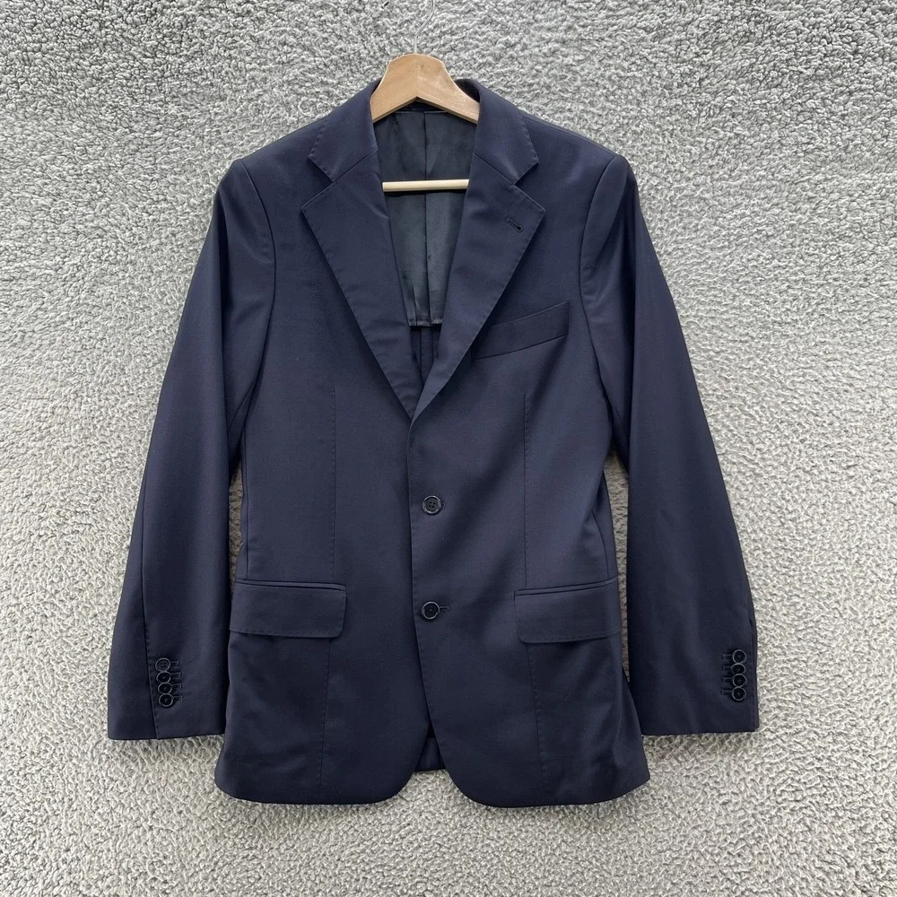 Gutteridge Blazer Mens 36 Navy Blue Wool Superfine 110s Italy Vitale Barberis
